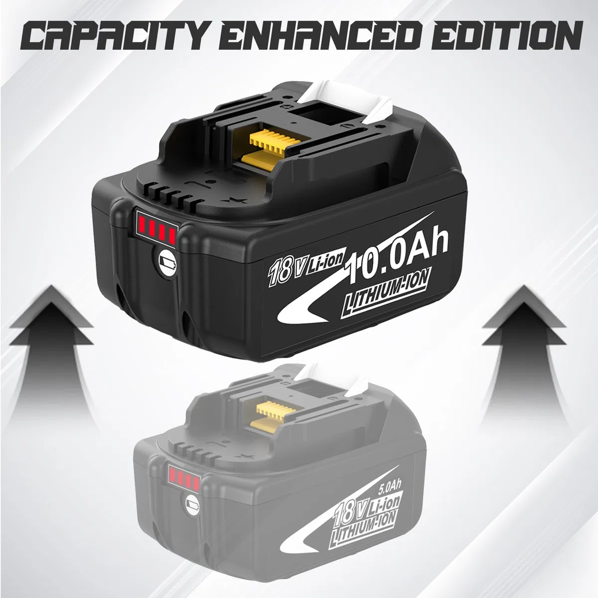 2X10000 mAh Kompatibel mit Makita Akku 18V BL1850 BL1860 BL1840 mit LED Indikator