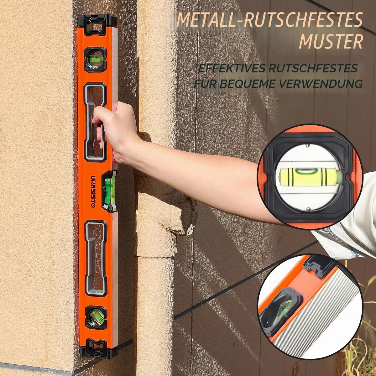 URASISTO 5-teiliges Wasserwaagen-Set, 25cm, 40cm, 60cm, 80cm, 120cm Nivellierset mit magnetischem Torpedoniveau, 45°/90°/180° Blasenmessung, Aluminiumlegierungs-Niveaus mit Tragetasche