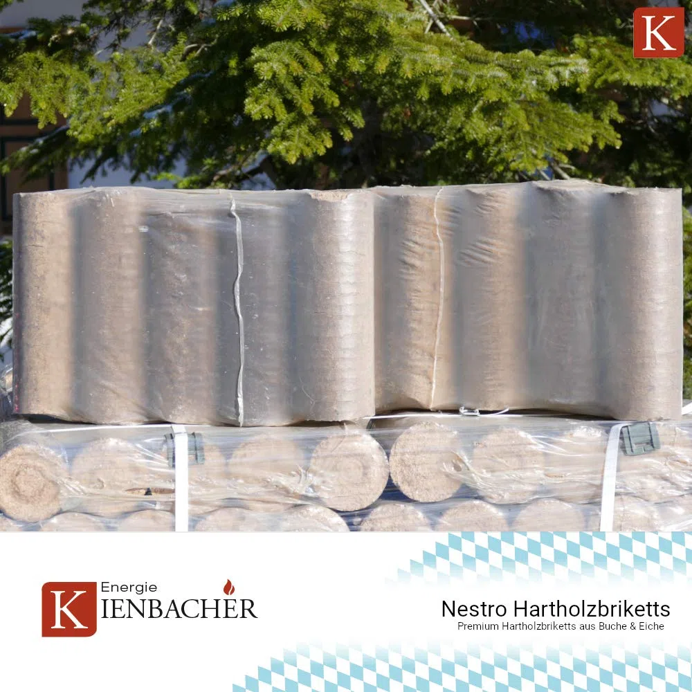 960kg Palette Holzbriketts Nestro Hartholz Briketts Rund Kamin Ofen Brikett Heizbriketts Buche und/oder Eiche Kohle ersetzt ca. 5Ster Brennholz (ENERGIE KIENBACHER BRENNHOLZ, BRIKETTS & CO.)