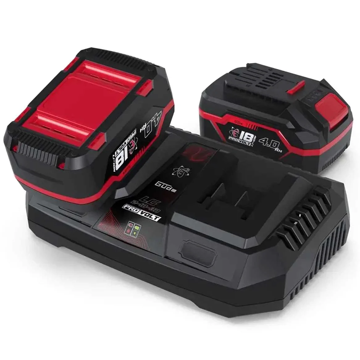 Güde Ladegerät & Akkupack Starter-Kit LGAP 2-18-3040 (18 V, 2X 4,0 Ah Akkupack und 3 A Doppelladegerät, Akkuleistung 72 Wh, Schnelladen in 96 min, passend für alle Geräte aus der 18V E³ Akkuserie)