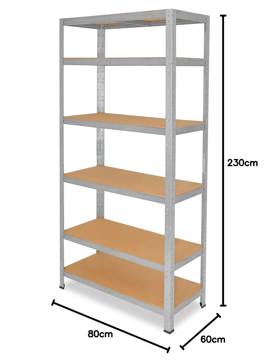 shelfplaza Home 230x80x60 cm Schwerlastregal in verzinkt mit 6 Böden und 145 kg Traglast pro Boden
