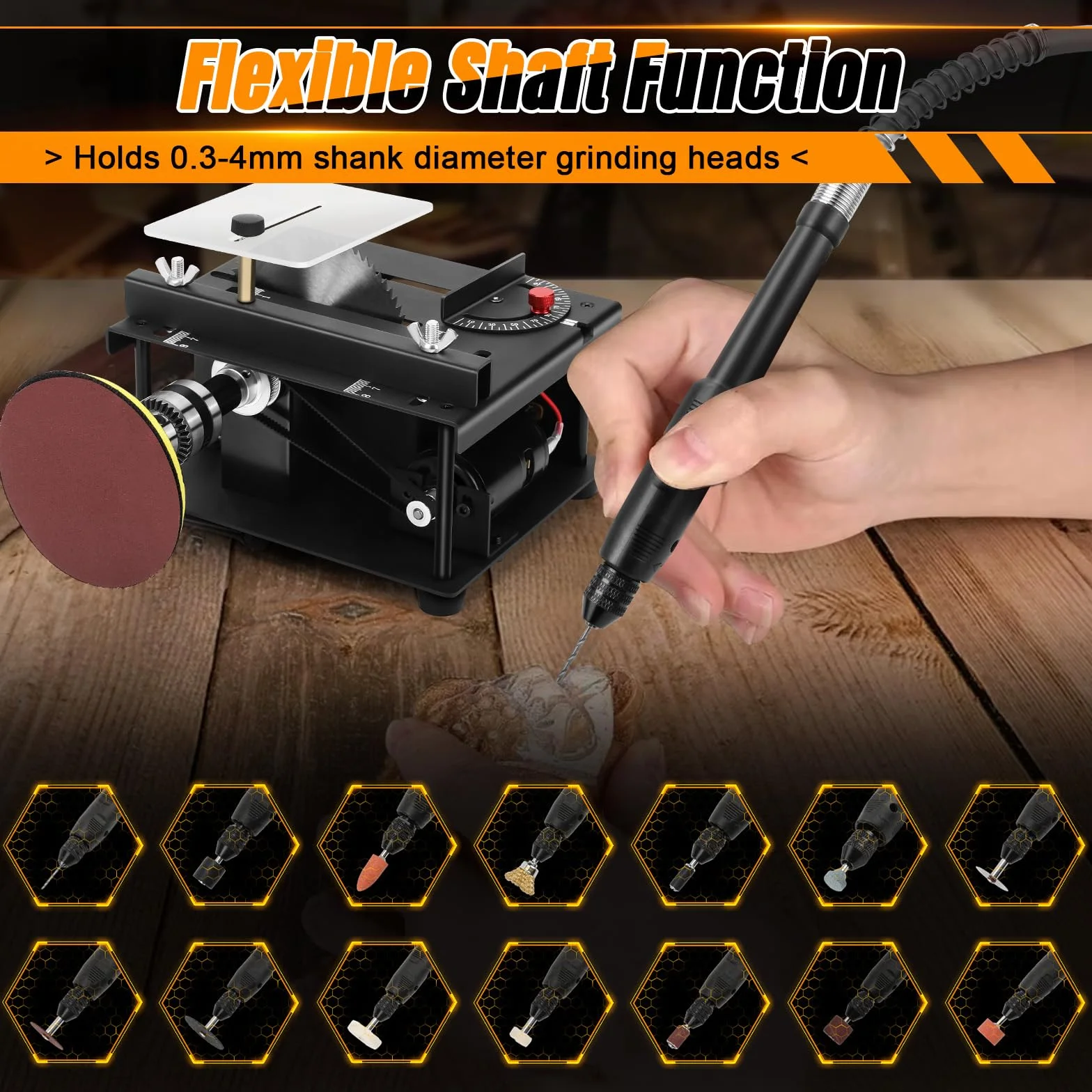 Mini Tischkreissäge, 100W Tragbare Kleine Desktop Elektrosäge, 7-Geschwindigkeit 30mm Schnitttief, Präzisions Hobby Tischsäge mit Gürtelschleiften für Holz, Hobbyhandwerk, Holzbearbeitung