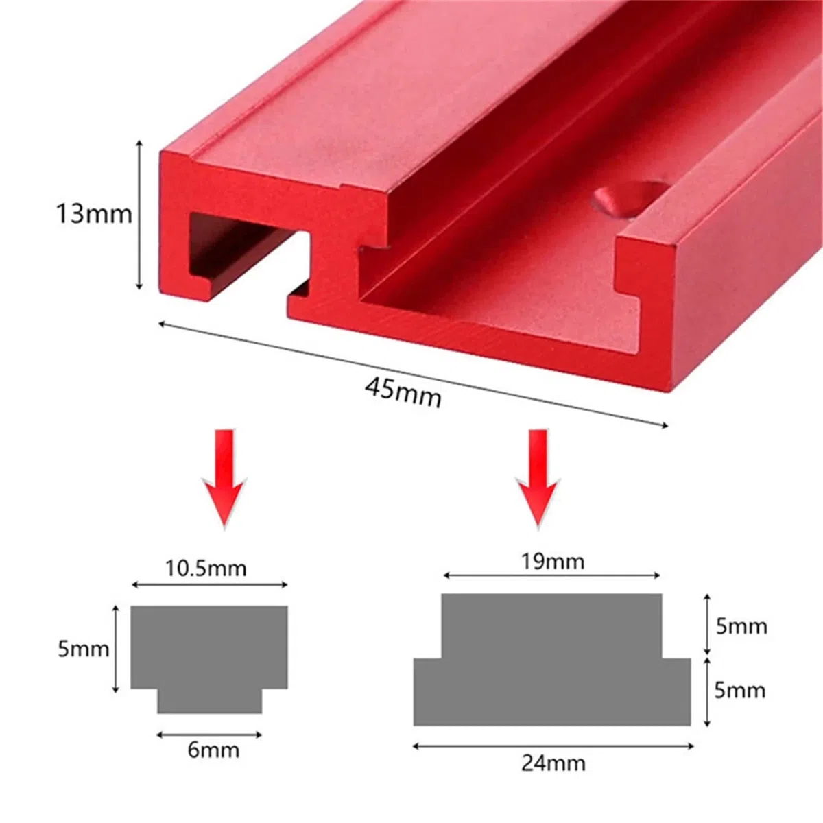 T Nut Schiene Gehrungsschiene, 45 Typ Führungsschiene T-Schienen,Aluminium-T-Nut, DIY T-Nut Gehrungsschienenlehre, Holzbearbeitungs-Tischkreissäge Mini-T-Schiene für Zaunbefestigung (1000mm)