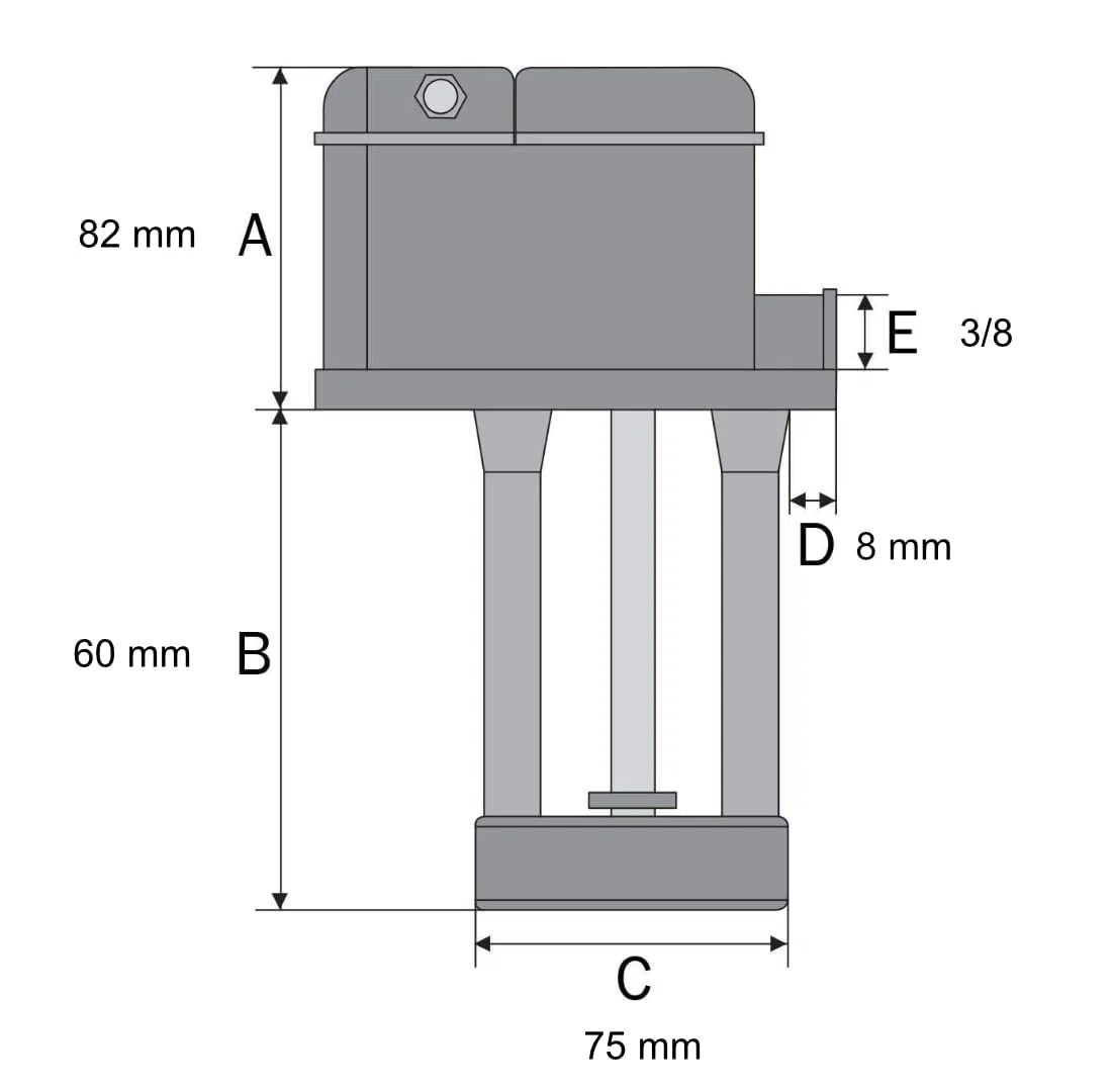 SMI Kühlmittelpumpe 60 mm Eintauchtiefe für Bandsägen, Drehmaschinen, Kreissägen, Fräsmaschinen