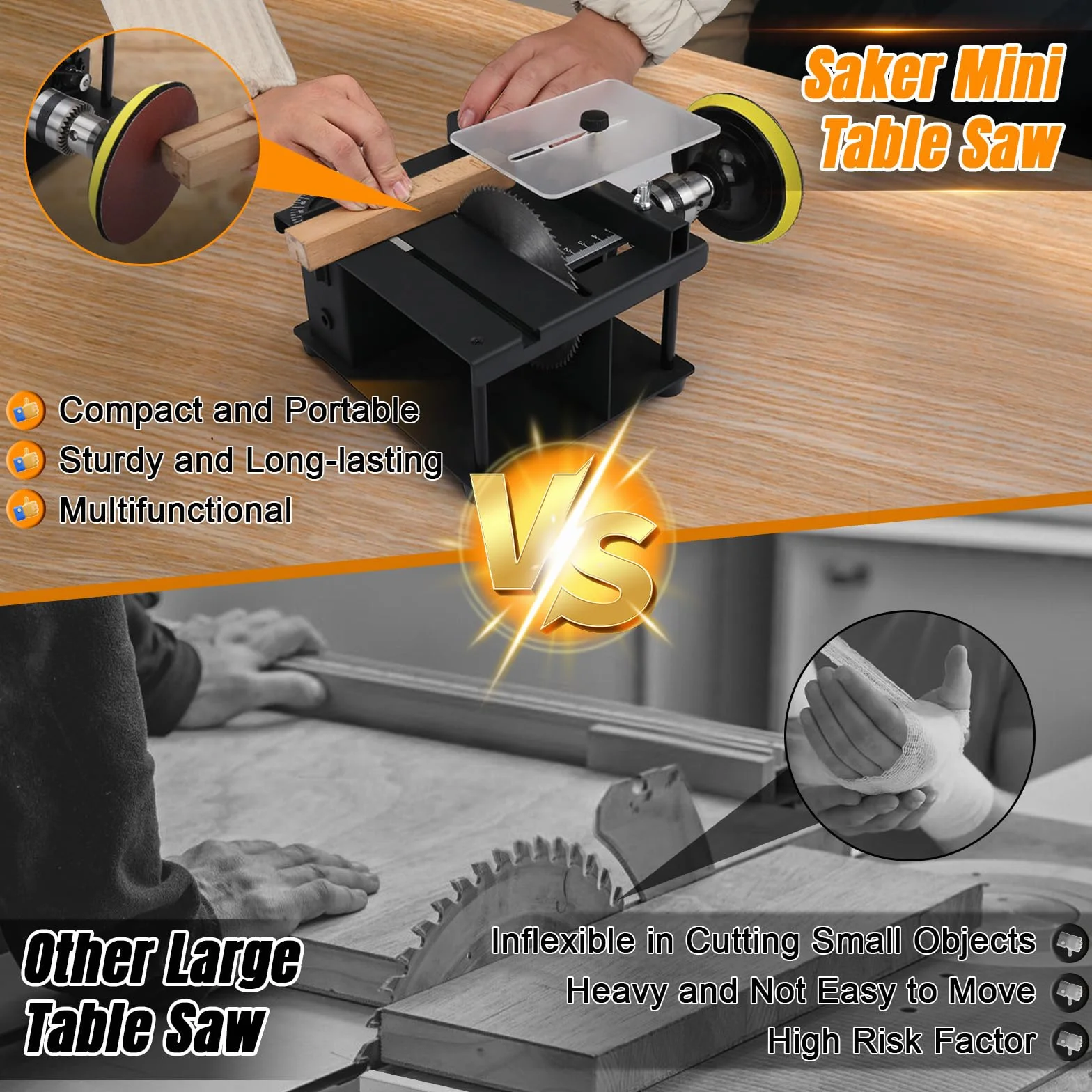 Mini Tischkreissäge, 100W Tragbare Kleine Desktop Elektrosäge, 7-Geschwindigkeit 30mm Schnitttief, Präzisions Hobby Tischsäge mit Gürtelschleiften für Holz, Hobbyhandwerk, Holzbearbeitung