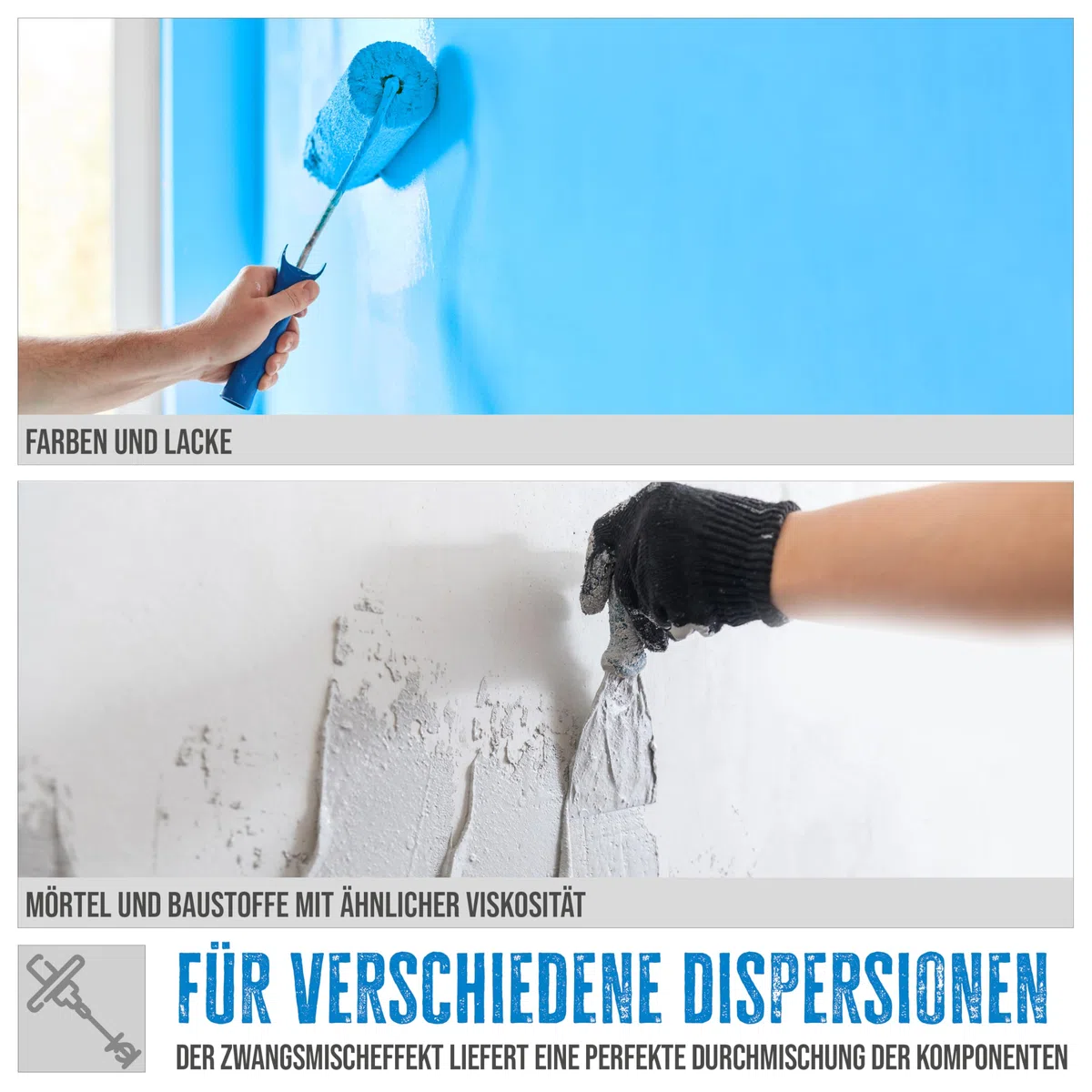 Güde Rührwerk GRW 1811.1 TWIN (1800 W, 2-Gang-Getriebe, 0-460 | 0-620 1/min max. Leerlaufdrehzahl, 100 l max. Mischvolumen, Mischzeitreduzierung bis zu 50%, Soft-Start-Funktion, Metallgetriebegehäuse)