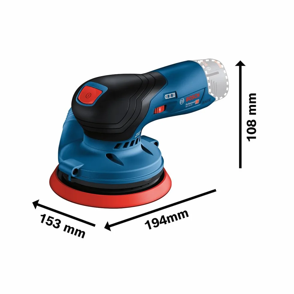 Bosch Professional 12V System Akku Exzenterschleifer GEX 12V-125 (inkl. Schleifteller (125mm), 1x Schleifpapier, Staubbeutel, ohne Akku/ Ladegerät)