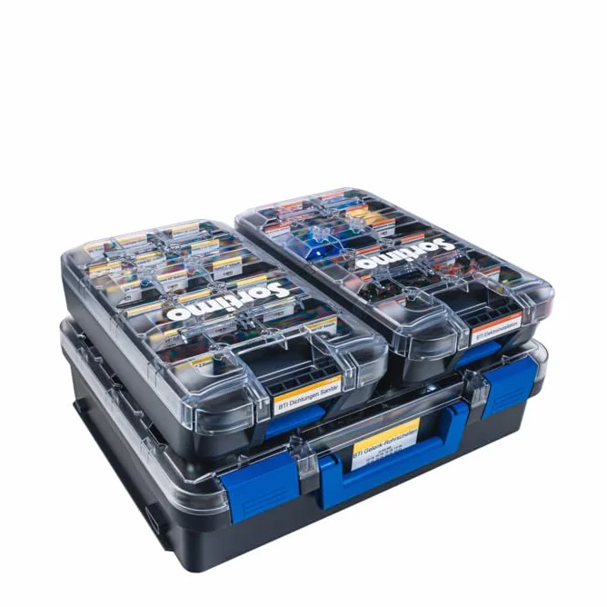 Sortimo T-BOXX 320 mit 16 Insetboxen H63 – Optimale Kleinteile-Aufbewahrung mit flexiblem Trennsystem, transparenter Deckel für schnellen Überblick