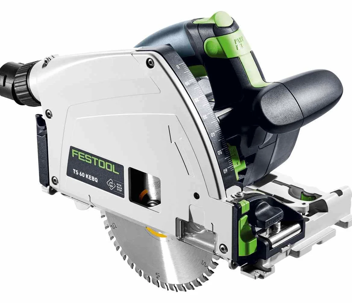 Festool Tauchsäge TS 60 KEBQ-Plus - Handkreissäge mit 60 mm Schnitttiefe | Präzisions-Tauchschnittsäge im Systainer SYS3 M 337, kompatibel mit FSK Kappschiene, 1500 W Leistung und 168 mm Sägeblatt