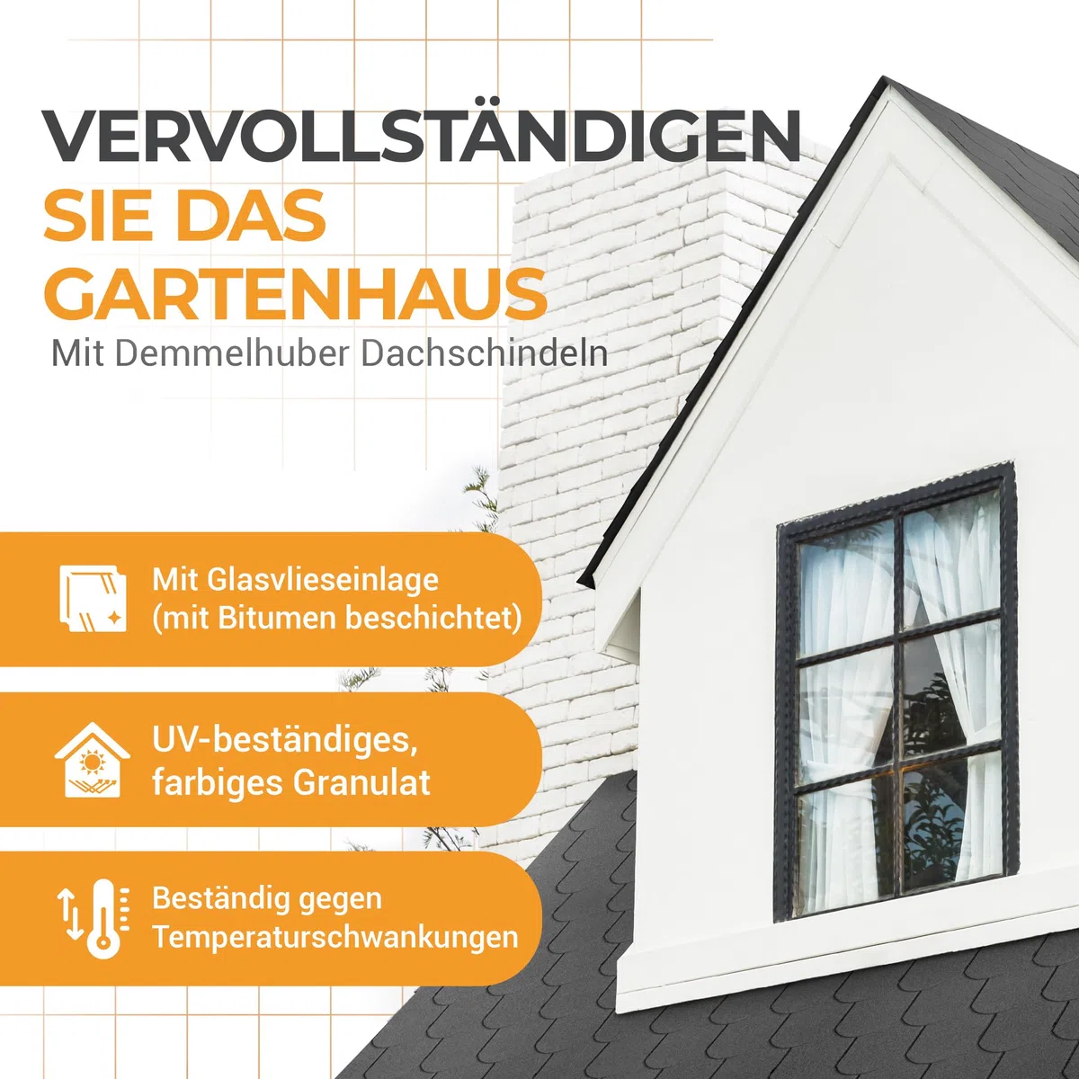DEMMELHUBER Bitumen Dachschindeln Biberschwanz Schindeln, 21 Stück | Bitumendachschindeln wetterfest für Gartenhaus Carport Alternative zu Metall-Dachplatten Schwarz, Dachpappe, Biberschindeln