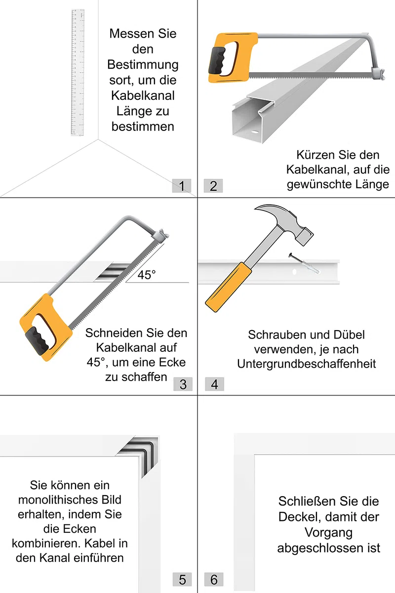SCOSKK43 10 m Kabelkanal (L x B x H 2000 x 60 x 40 mm, PVC, Kabelleiste, Schraubbar) weiß
