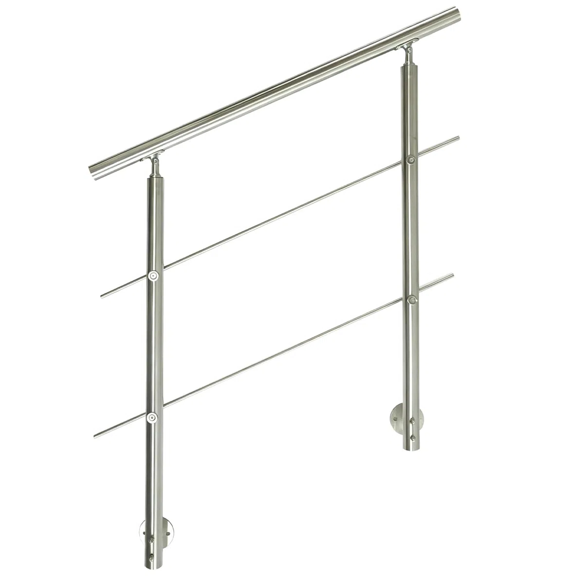 V2A Edelstahl Geländer für Seitliche Montage - Treppengeländer mit 2 Querstreben für Treppen Brüstung Balkon - Innen und Außen Handlauf Geländer Treppengeländer (100CM, 2 Querstreben)
