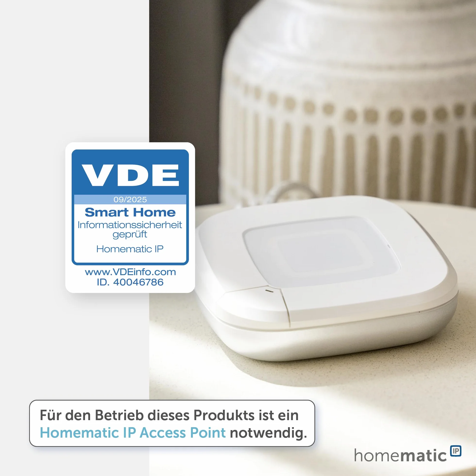 Homematic IP Smart Home Kombisignalgeber, akustisches + optisches Signalisieren, Gong für Türklingel ohne Kabel, Batteriebetrieb, Einstellung per App, Alexa & Google Assistant, 152348A0
