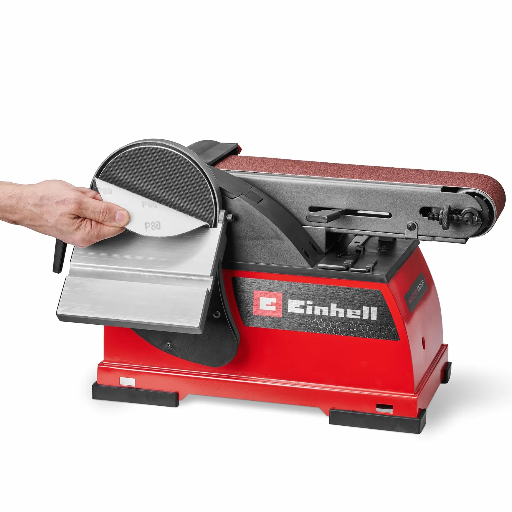 Einhell Stand-Band-Tellerschleifer TE-US 400 (400 W, Ø 150 mm Schleifteller, 100 x 914 mm Schleifband, 348 m/min max. Schleifbandgeschwindigkeit, inkl. Zubehör)