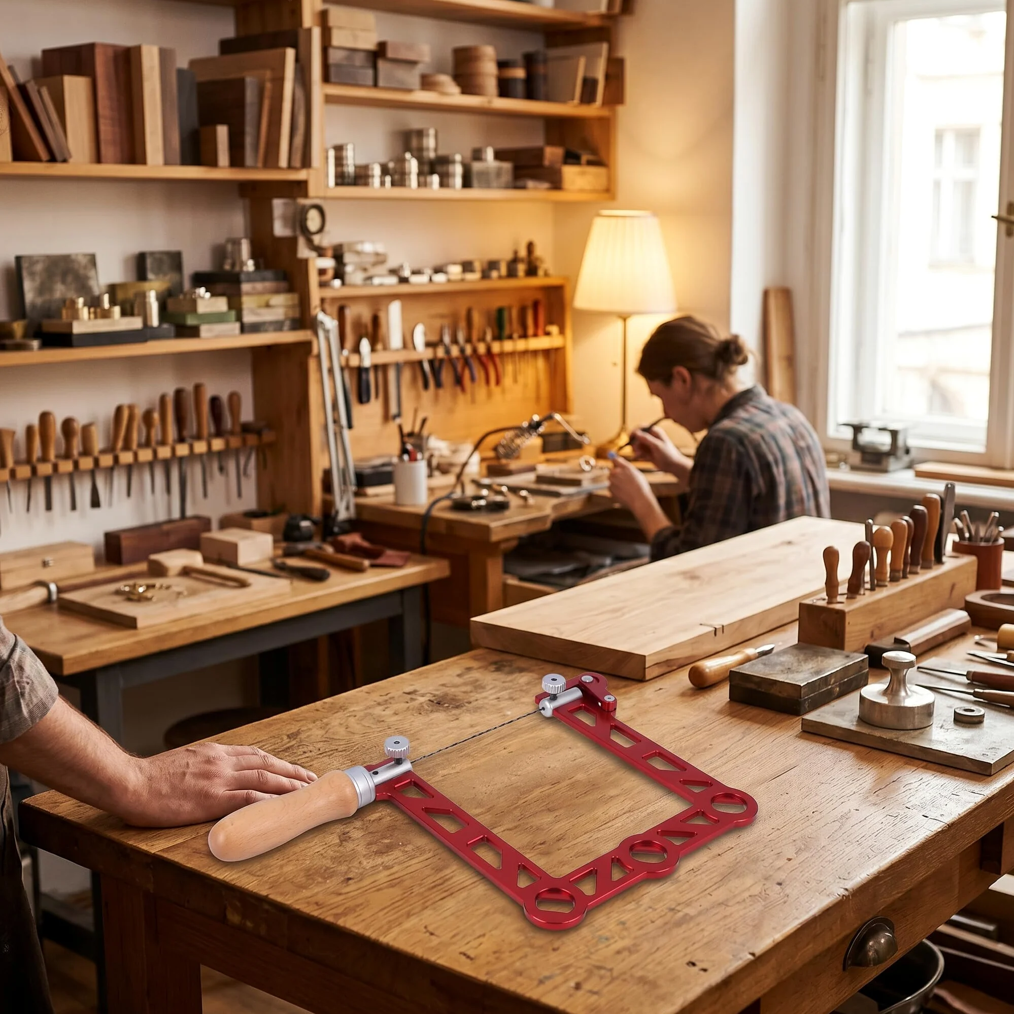 Präzisions Laubsäge 5 Zoll U-Rahmen mit Holzgriff und Schnellspann Mechanismus Alu Gehäuse für Metall Holz Modellbau
