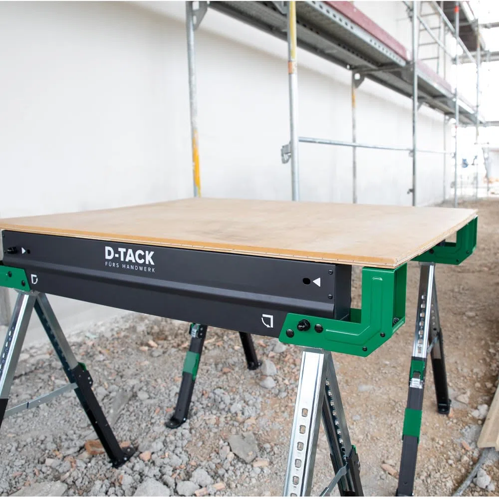 D-TACK 2x Arbeitsbock Multifunktion | Höhenverstellbarer Sägebock | Metallbock mit Anti-Rutsch-Beschichtung | Faltbock mit einer Tragkraft bis zu 1180 kg pro Paar