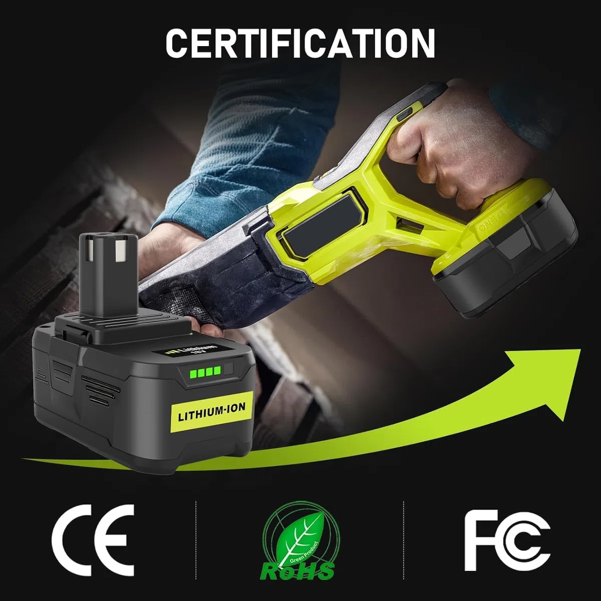 2 Pack 18V 8.0Ah/8000mAh Lithium-Batterie und P117 ladegerät für Ryobi P108 akku One+, Li-ION-Ersatzbatterie und Ladegerät für Ryobi 18V One+ P107 P108 P104 P105 P102 P103 Werkzeuge