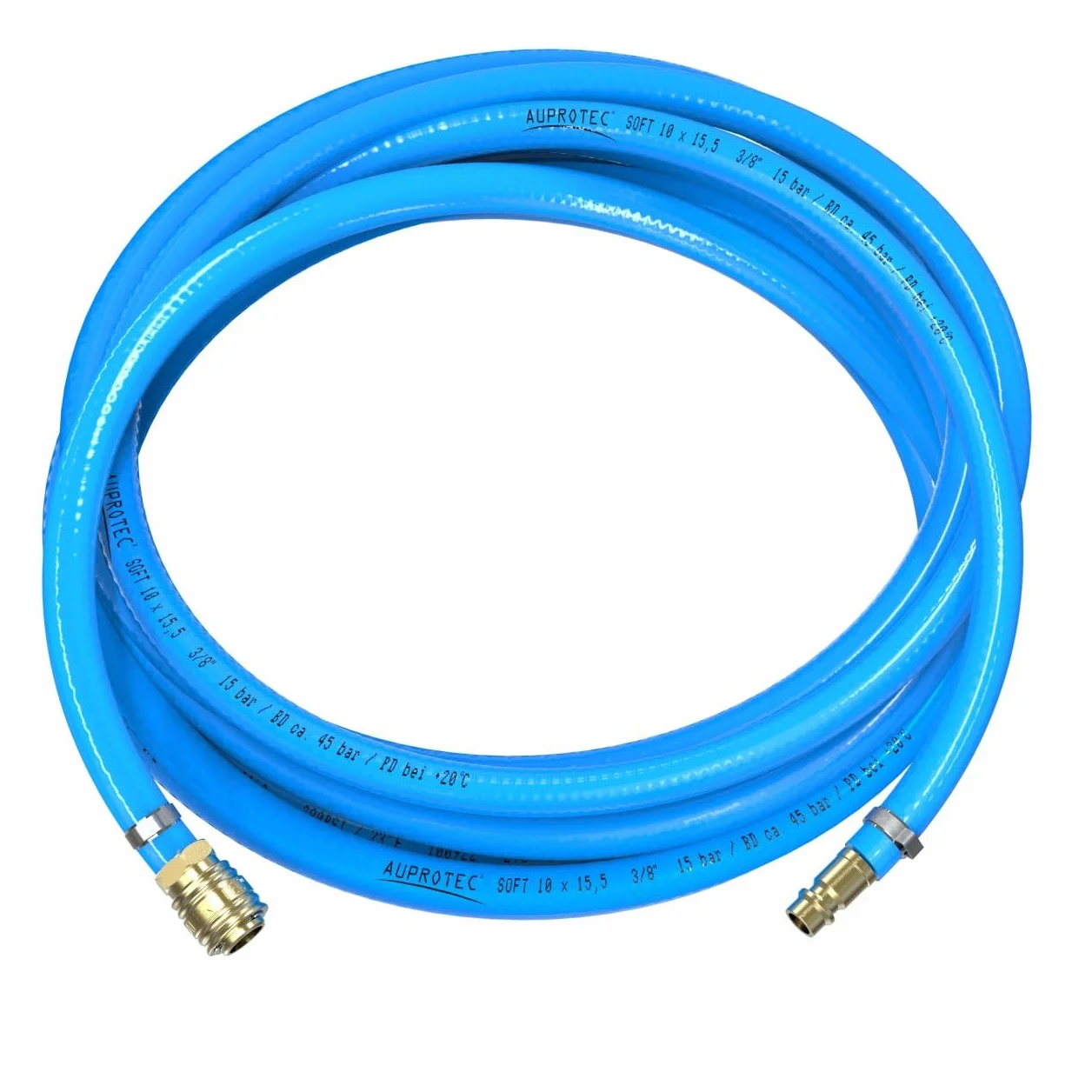 AUPROTEC Druckluftschlauch Set 10mm Ø Innen 5m PVC-Schlauch I Mit Messing Schnellkupplung für Druckluft-Kompressor I AUPROTEC Kompressorschlauch hochflexibel