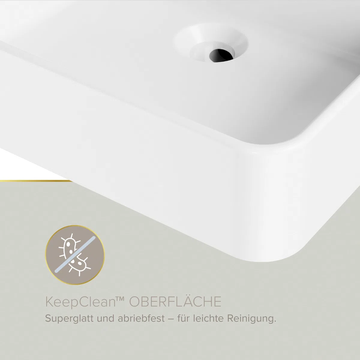 Lenz Handwaschbecken VALEA für Gäste-WCs und kleine Bäder – 40 cm x 38,5 cm – Wandhängend oder als Aufsatzwaschtisch – Superglatte KeepClean Oberfläche – Mit Überlauf, Weiß, 41010161