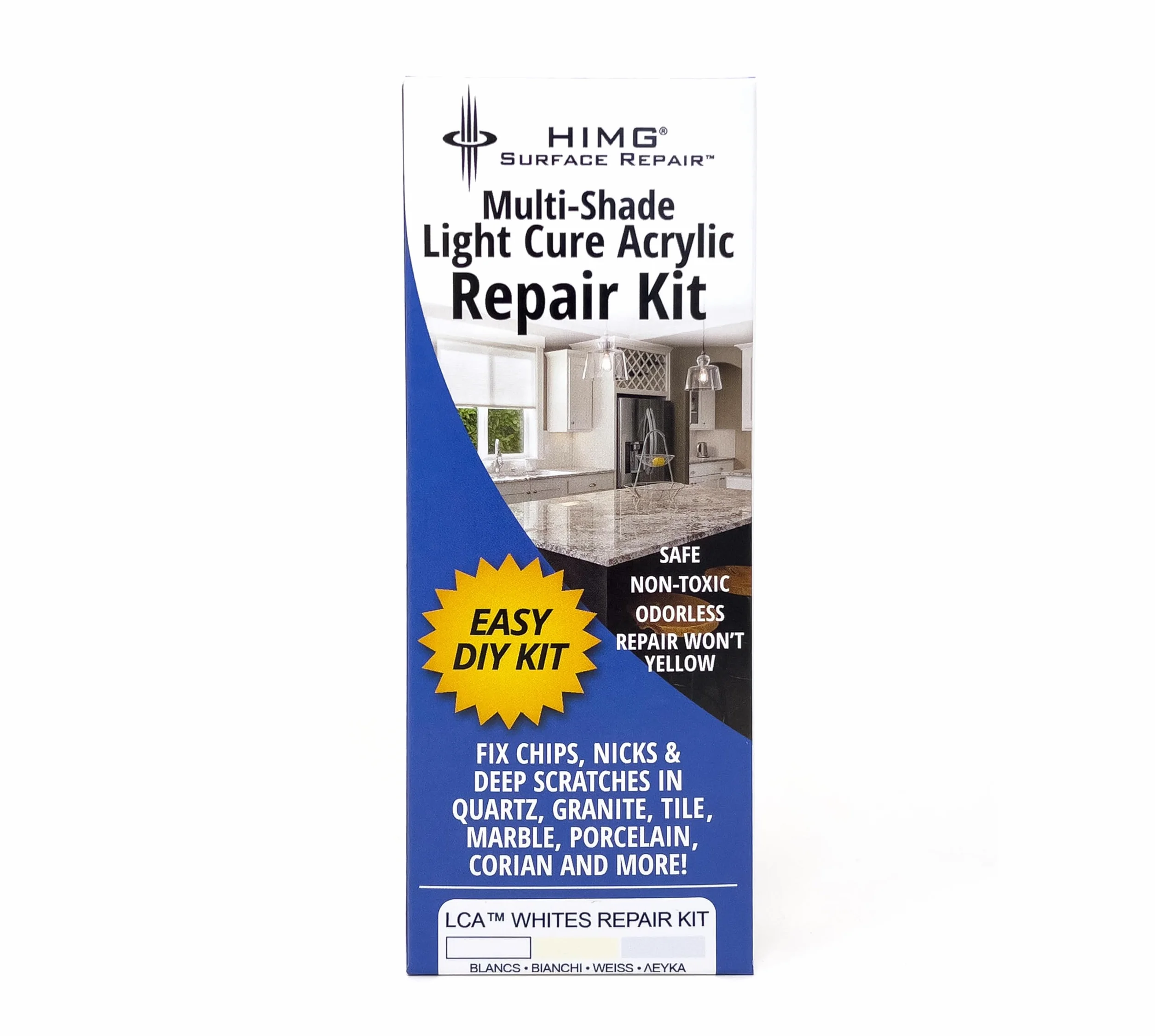 Weiß - Reparaturset für Keramik, Mineralguss, Quarz, Marmor, Porzellan, Fliesen - Abplatzer und Oberflächenschäden - HIMG Surface Repair