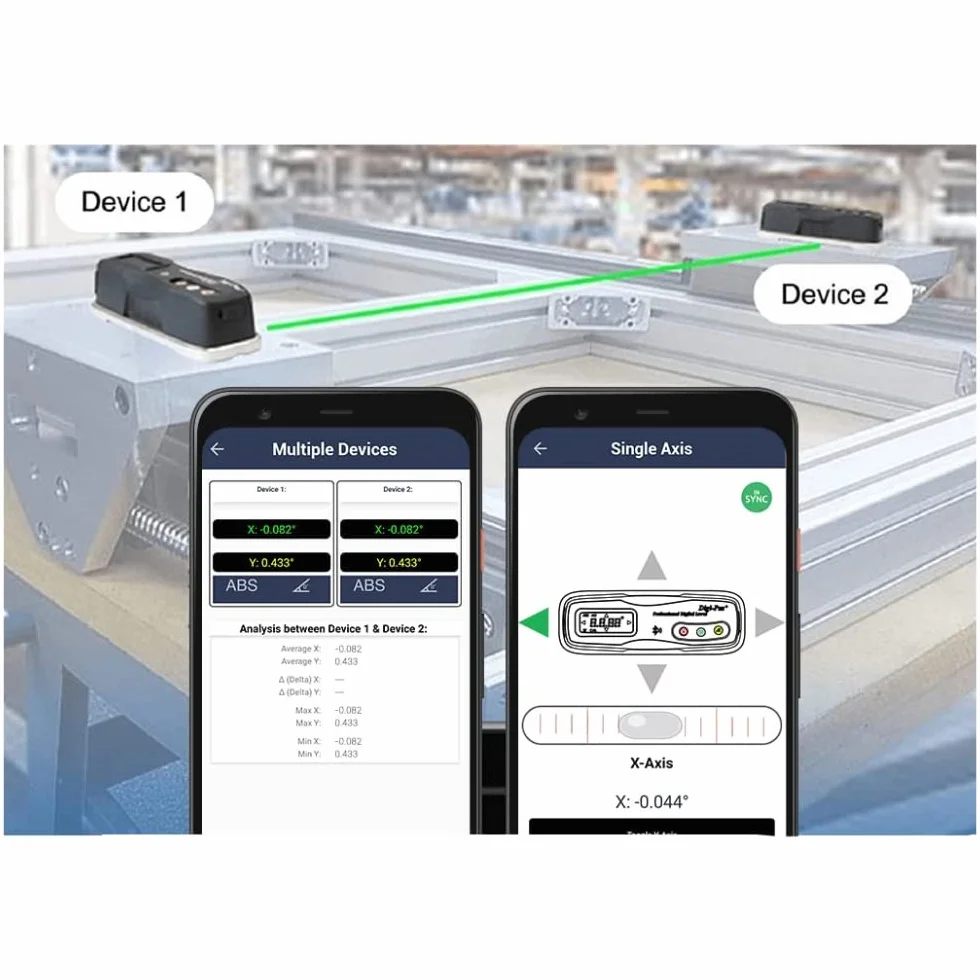 Digi-Pas 2-Achsen Smart Machinist Digitale Wasserwaage DWL1300XY Bluetooth 0,002 Zoll/Fuß (0,2 mm/m)