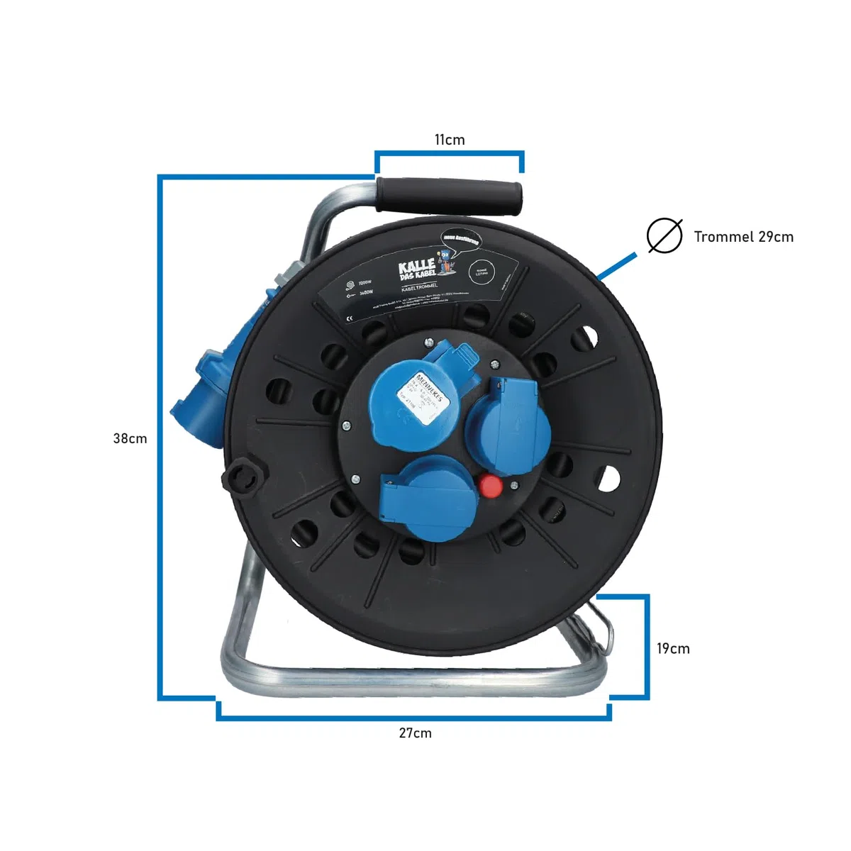 KALLE DAS KABEL CEE-Campingkabeltrommel Kabeltrommel KTG Campingkabel Wohnmobil-Kabel Caravantrommel H07RN-F 3G 2,5mm² 25 Meter im Set mit Adapter und Anschlussleitung 1,5 Meter