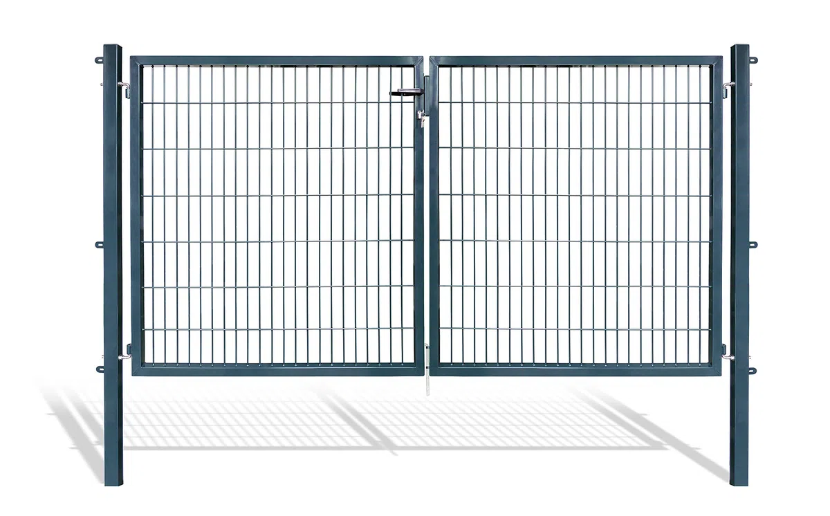 Doppelflügeltore für Stabmattenzaun, grün oder anthrazit, verschiedene Höhen wählbar - inklusive Pfosten und passenden Anschlussstücken (Doppeltor H 140 x B 300 cm, anthrazit)