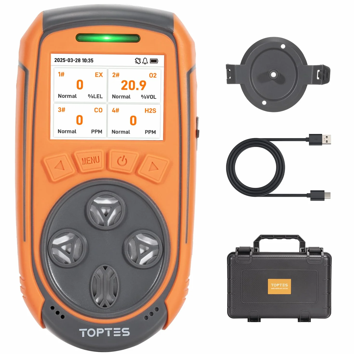 TopTes Guard-863Pro 4-Gas-Messgerät für H₂S, CO, LEL und O₂, mit TFT-Farbdisplay, verbessertem O₂-Sensor (5 Jahre Lebensdauer), USB-Datenausgabe, 18 Std. Akkulaufzeit, zuverlässig für Arbeit & Zuhause