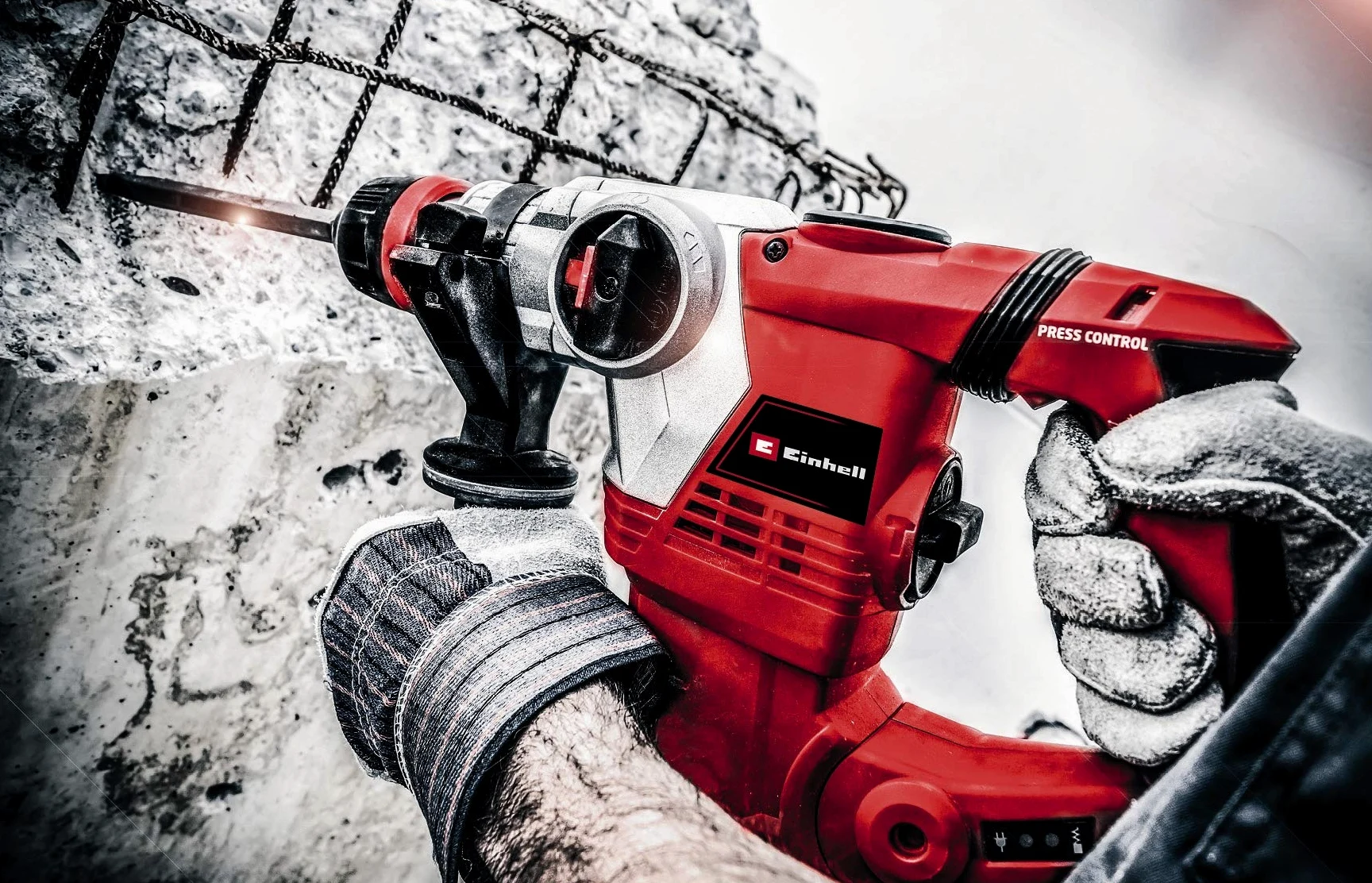 Einhell Bohrhammer TE-RH 32 4F Kit (1250 W, 5 Joule, 32 mm Bohrleistung in Beton, SDS-Plus, Anti-Vibrationsgriff, inkl. E-Box, 3 Bohrer, Spitzz- und Flachmeißel)