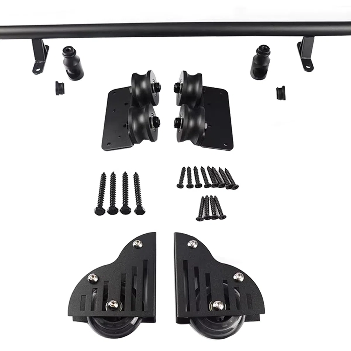 Rollleiter-Bibliotheks-Hardware-Kit, Runde Rohr-Mobilleiterschienen Mit Verschiebbaren Bodenrollenrädern, Leiser, Stärker Und Langlebiger,8ft/244cm Track kit