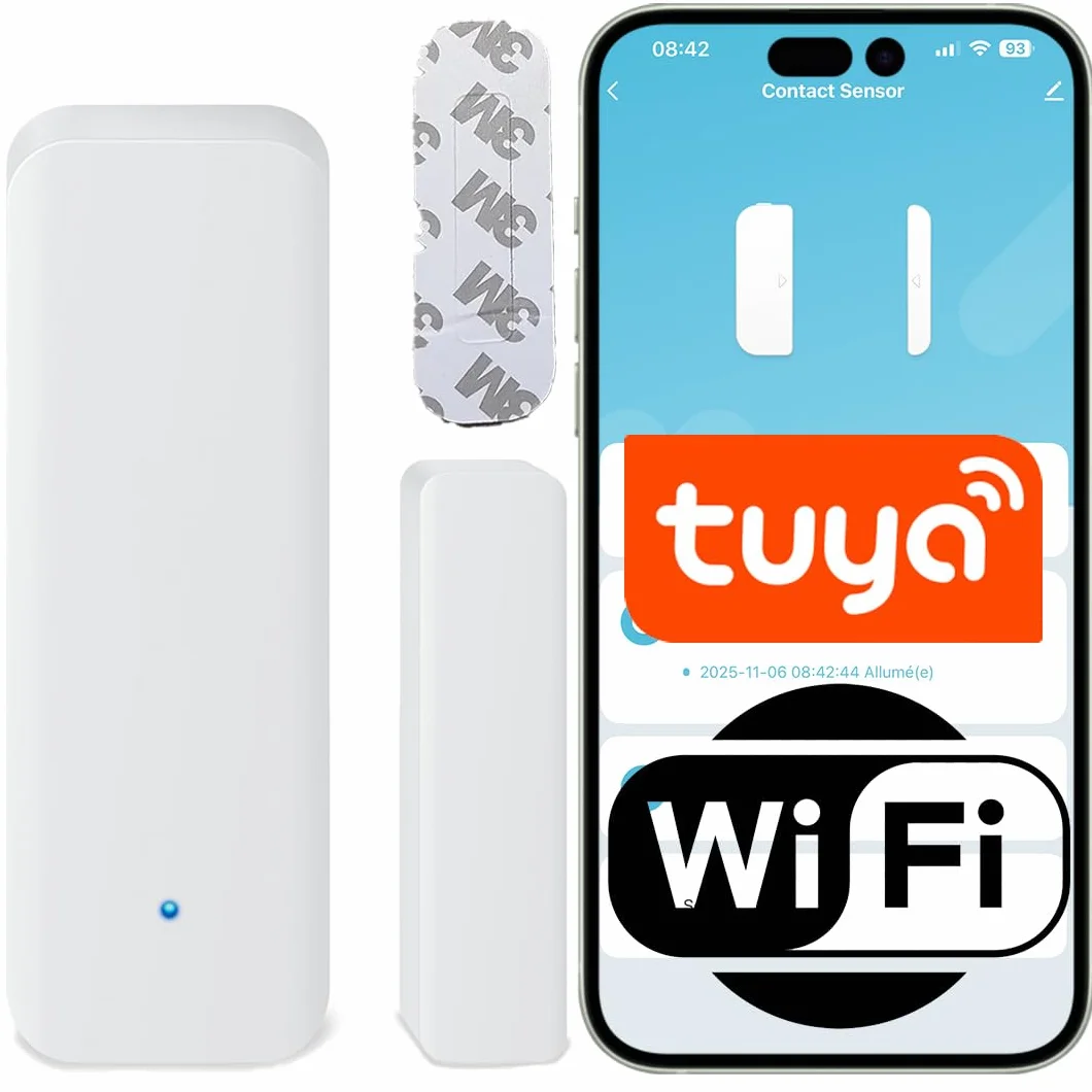Sone Smart One Türsensor Alarm, Fenstersensor Drahtloser. Alarm in Echtzeit. WLAN WiFi Smart Life/Tuya App kompatibel mit Alexa/Google Home