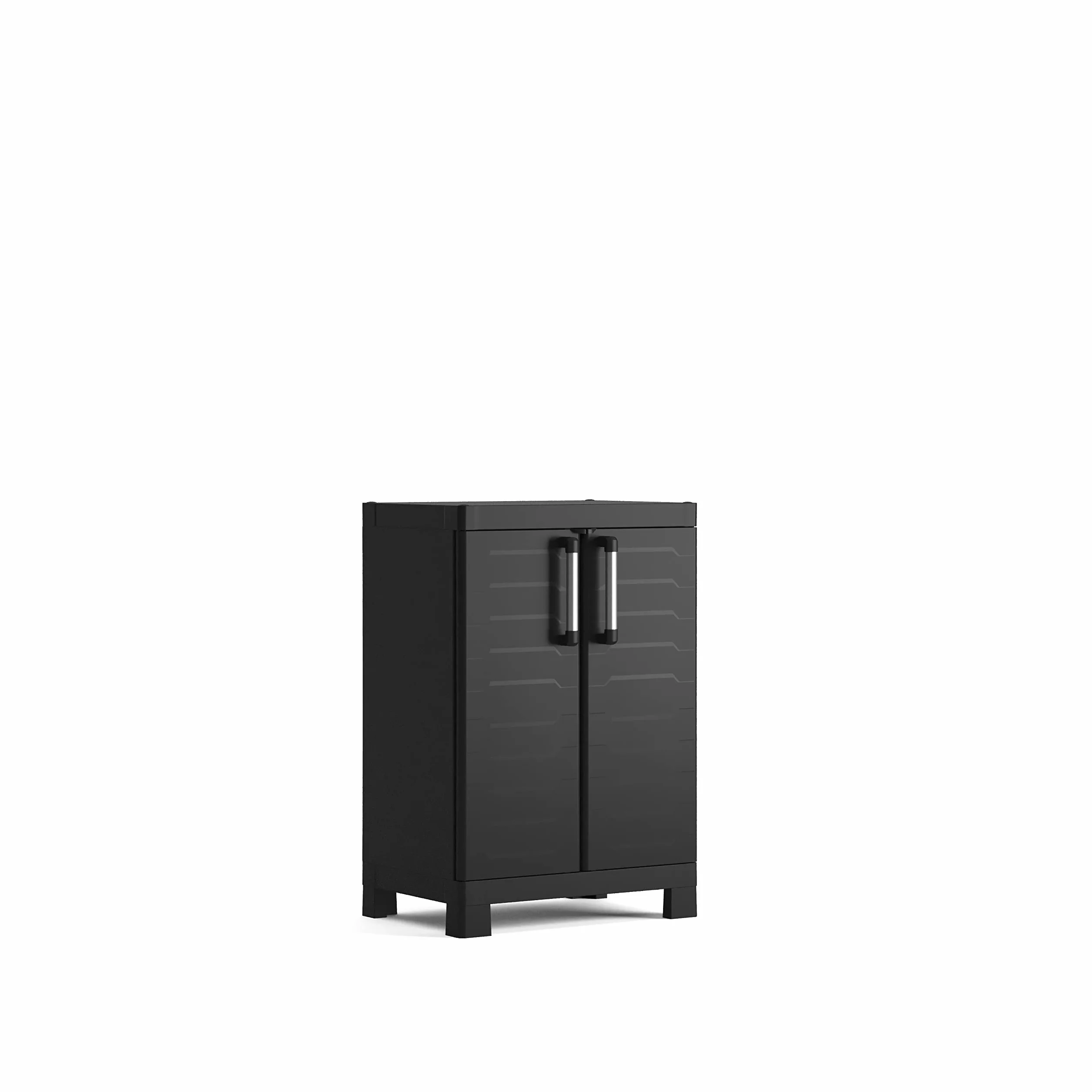 Keter Detroit, niedrig Kunststoffschrank, Kunststoff, schwarz, 65 x 45 x 97 cm, formschöner Universalschrank für den Innenbereich