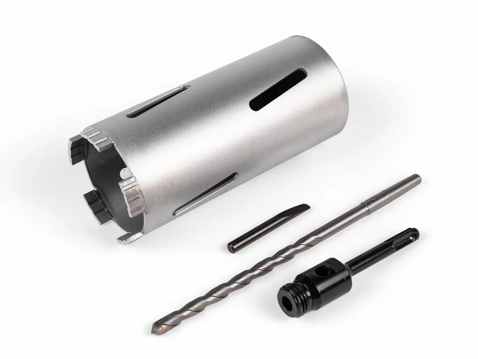 Diamantbohrkrone/Kernbohrer/Dosenbohrer DM 32-150mm L 200mm Inkl. SDS-PLUS Adapter & Zentrierbohrer – Komplettset für Bohrhammer – Sofort einsatzbereit für Beton, Mauerwerk & Stein(DM 68mm L 200mm)