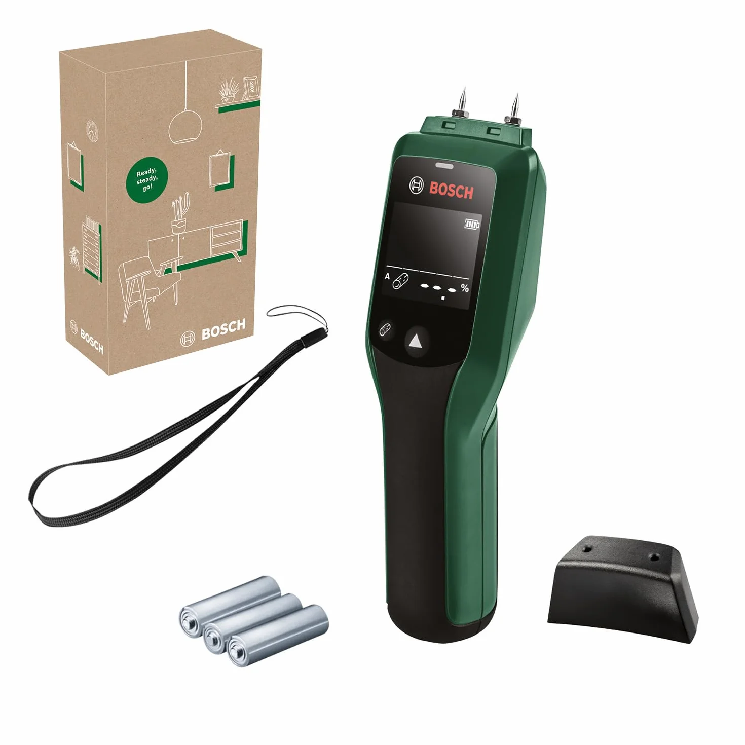 Bosch Holzfeuchtigkeitsmessgerät UniversalHumid (präzise Ergebnisse dank Holzgruppenauswahl und LED-Ampel zur einfachen Interpretation, im E-Commerce Karton)