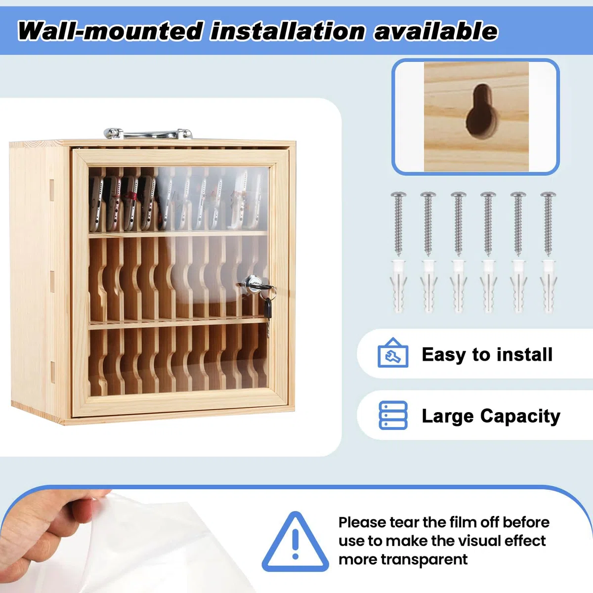 Handyaufbewahrung, Persönliche Aufbewahrungsbox Mit 12/15/20/25/30/40 Steckplätzen, Transparentes Handyschließfach Mit Schloss, Desktop-Handy-Aufbewahrungsschrank (Wood, 24 Slots)