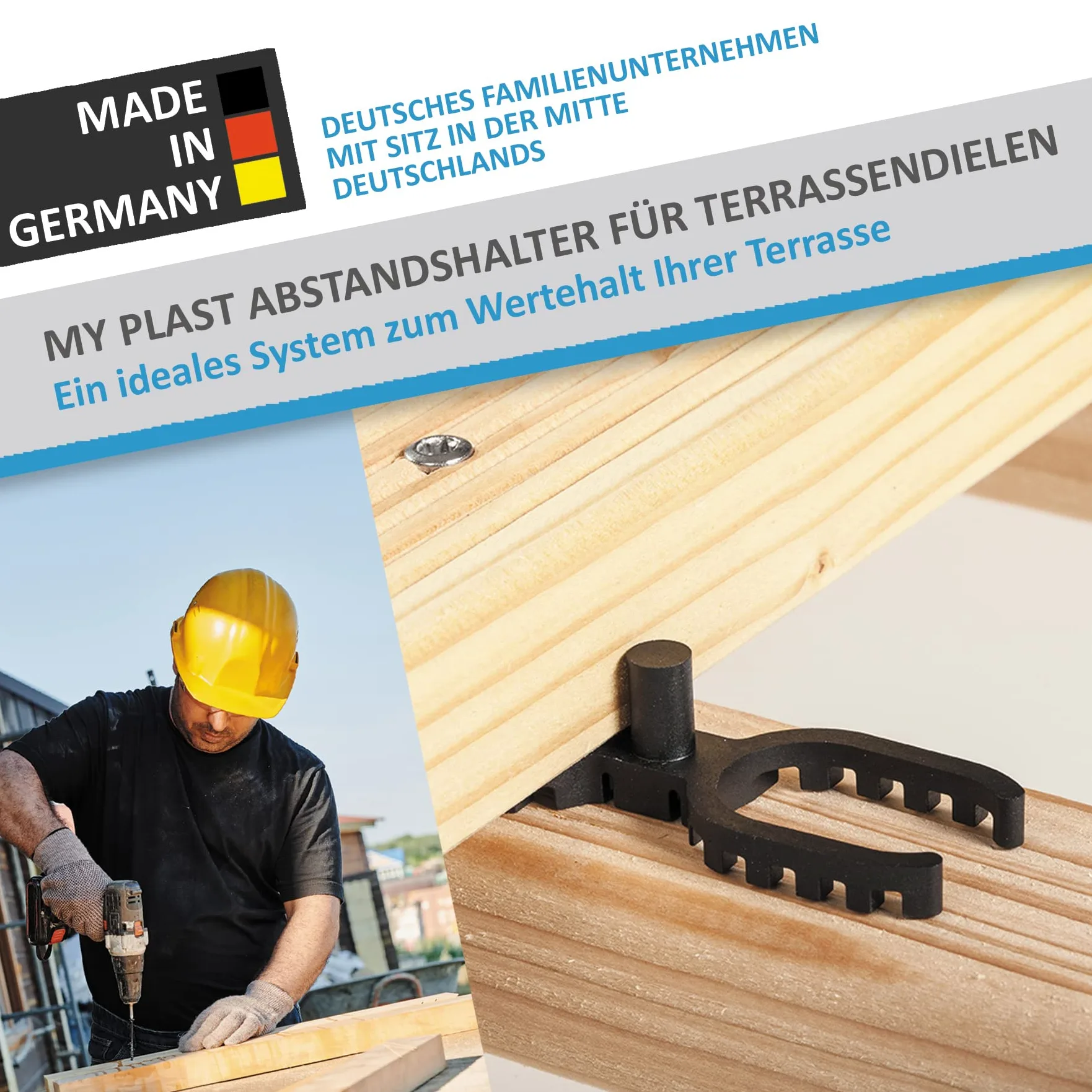 My Plast I 300 Stück - 7 mm Fugenbreite - offen geriffelt I Terrassen-Abstandhalter – hochwertiger Distanzhalter für Terrassendielen