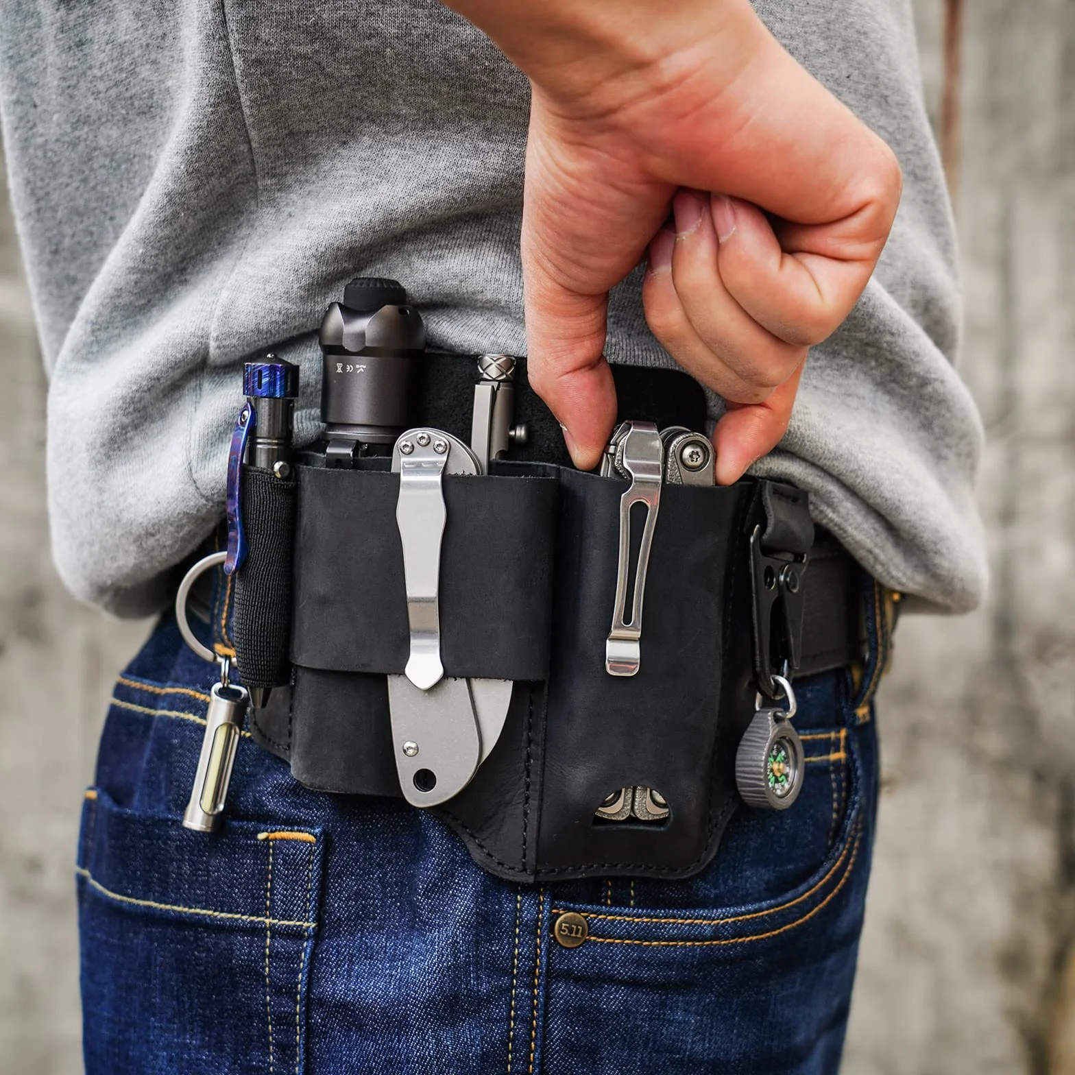 VIPERADE PJ36 Multitool Scheide Lederscheide, EDC Taschen Organizer für Herren für Leatherman Multitool, Taschenlampenhalter und Stifthalter, EDC Gürtel Organizer mit Schlüsselhalter