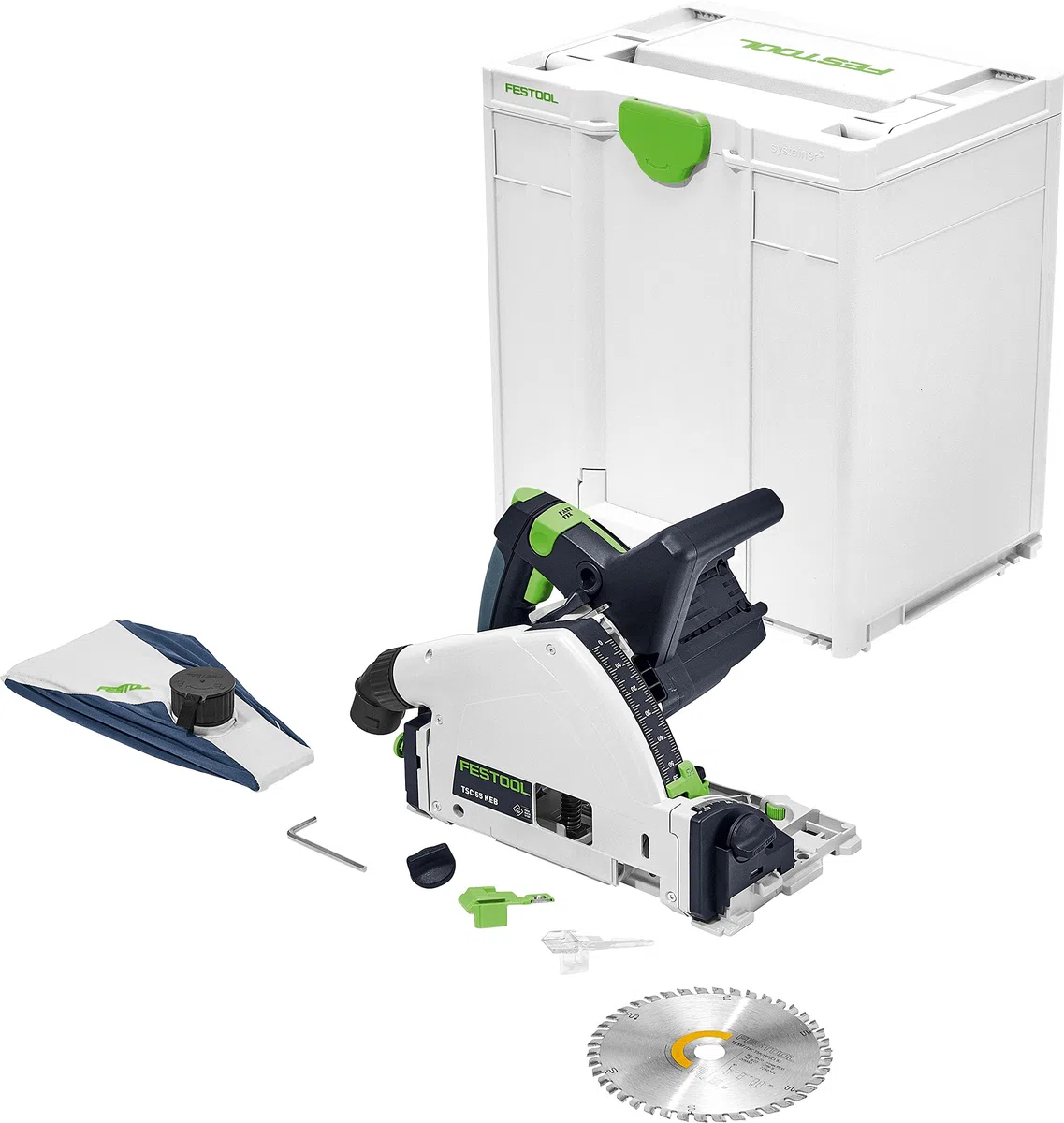 Festool Akku-Tauchsäge TSC 55 KEB-Basic - 160 mm Sägeblatt - 18V/36V | Präzise Handkreissäge mit KickbackStop, Leerlaufdrehzahl bis 5200 min und Winkelbereich von -1 bis 47 Grad für Profis