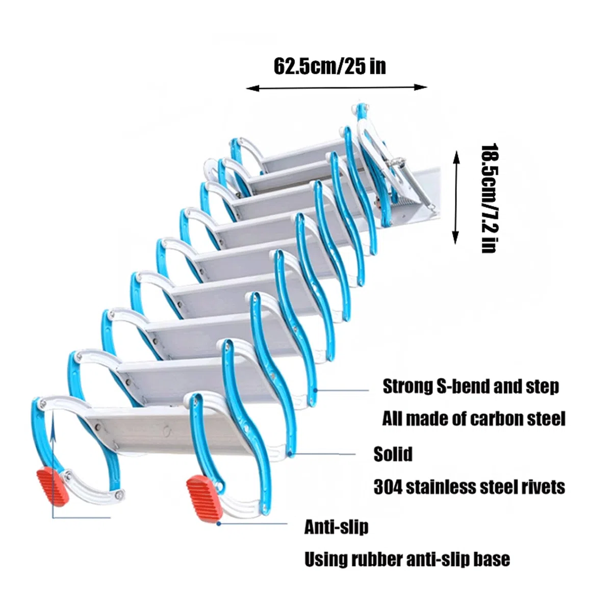 EYPKPL Schmale Dachbodenleiter-Treppe, herunterziehbare Dachbodentreppe, einziehbare Dachbodenleiter, klappbare, an der Wand montierte Dachboden-Loft-Treppe, Dachboden-Treppe