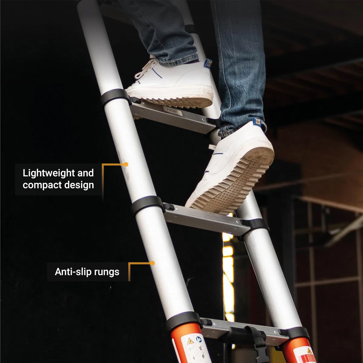 Batavia Giraffe Air Teleskopleiter Aluminium - 2,62m Ausziehleiter mit innovativer Soft-Close-Technologie für maximale Sicherheit - Kompaktes Design & 150kg Tragkraft für Profis & Heimwerker