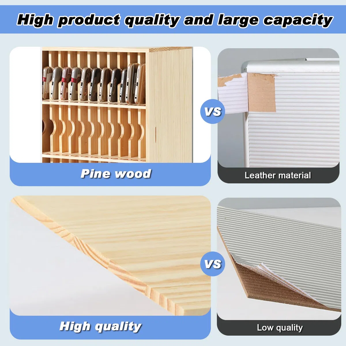 Handyaufbewahrung, Persönliche Aufbewahrungsbox Mit 12/15/20/25/30/40 Steckplätzen, Transparentes Handyschließfach Mit Schloss, Desktop-Handy-Aufbewahrungsschrank (Wood, 24 Slots)