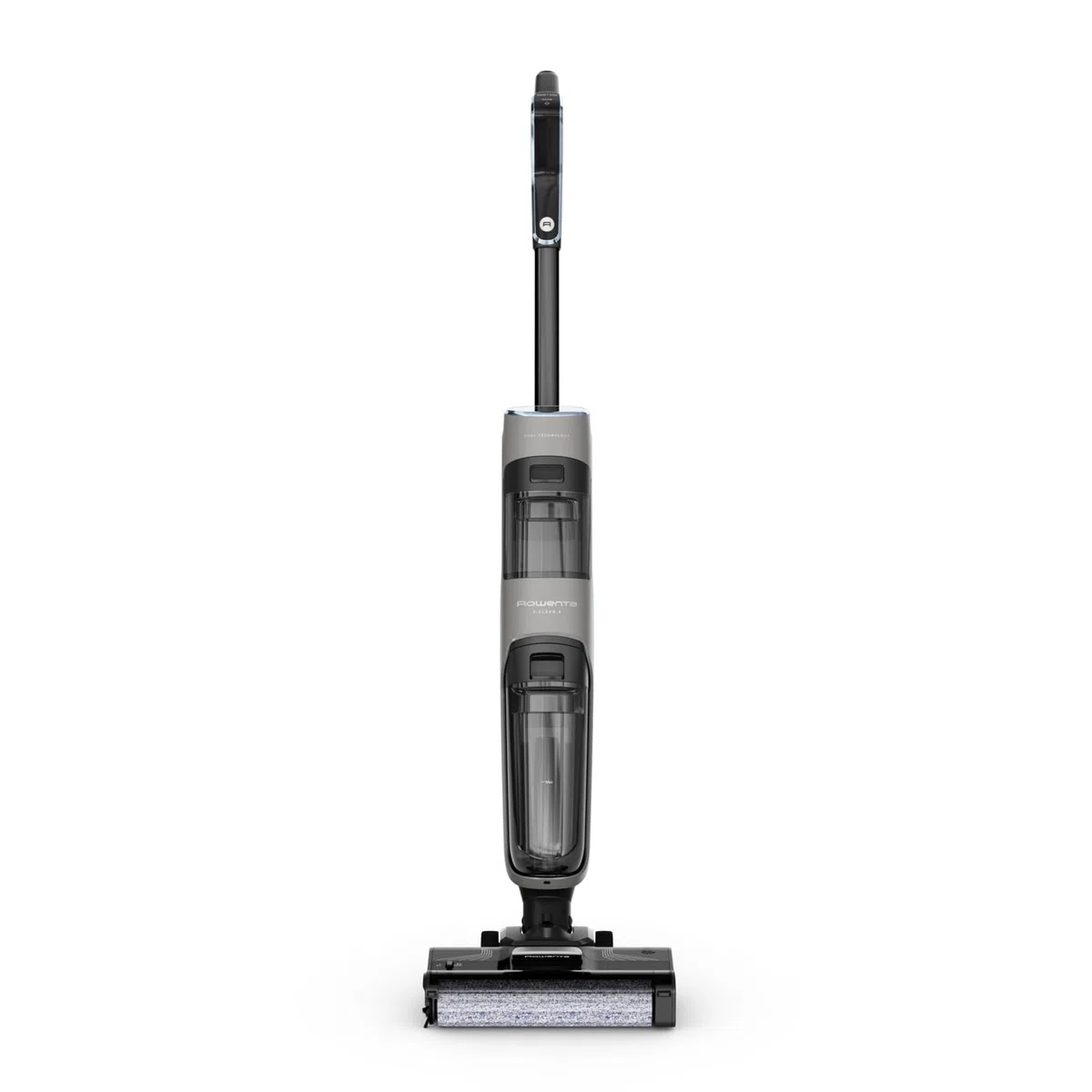 Rowenta X-Clean 4 kabelloser Nass-und Trockenstaubsauger, Selbstreinigungsfunktion, 50min Laufzeit, automatische Schmutzerkennung, Nasssauger mit smartem LED Display, für alle Hartböden, grau GZ5036WO
