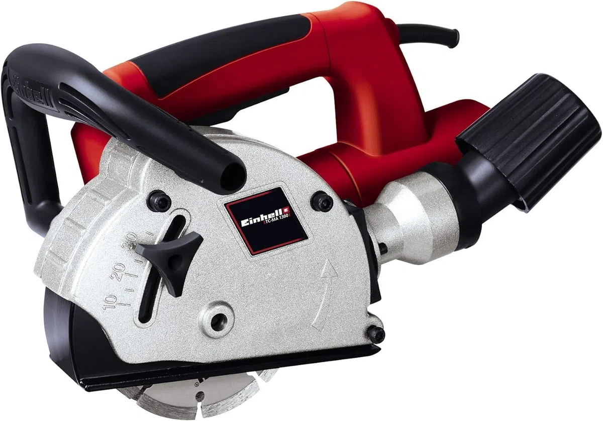Einhell Mauernutfräse TC-MA 1300 (1.320 W, Leerlaufdrehzahl 9.000 min-1, max. Nutbreite 26 mm, max. Nuttiefe 30 mm, Spindelarretierung, inkl. 2x Trennscheibe Ø 125 mm)