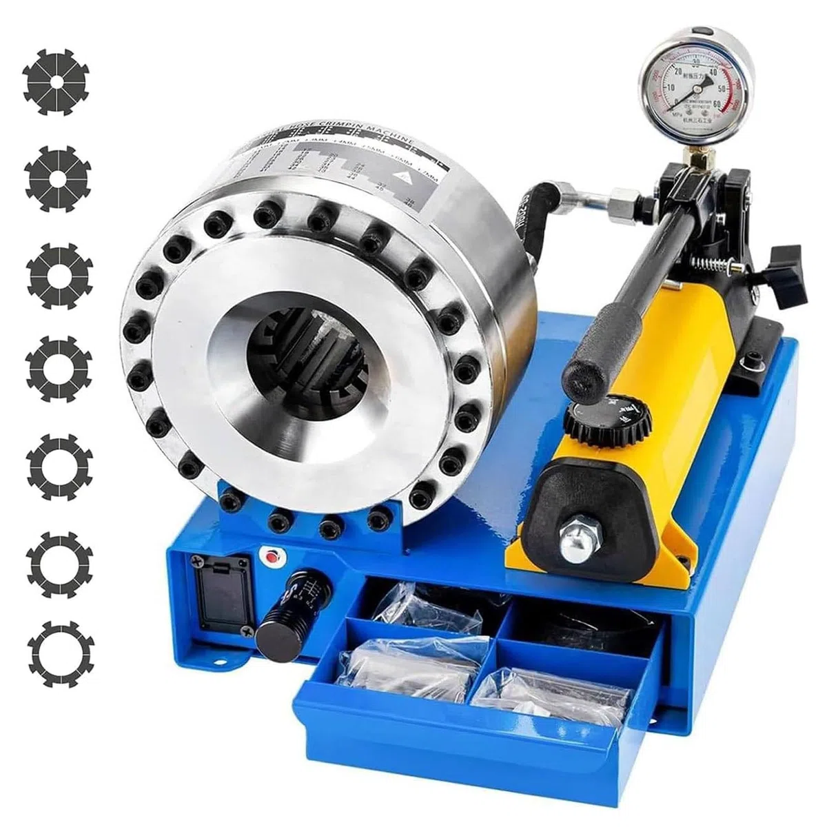 Tragbare Schlauchpresse, Handgehaltene Hydraulische Schlauchpresse, Hochdruck-Hydraulikschlauchpresse, Manuell Betriebene Hydraulische Crimpmaschine mit 7 Sätzen von Matrizen