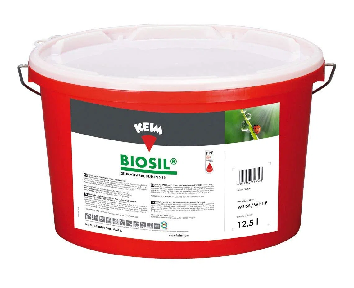 Keim 1250 Biosil Wandfarbe Silikatfarbe innen Innensilikat-Farbe 12,5 Liter, Weiß, 12.5 l (1er Pack)
