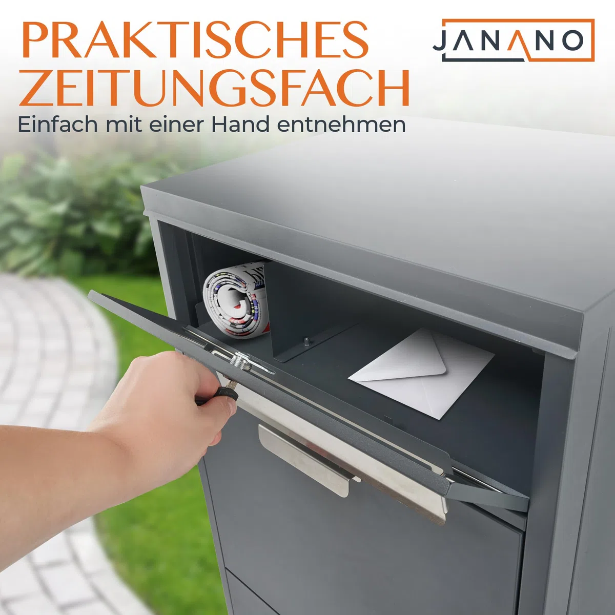 Paketbox mit Zeitungsfach - Paketbriefkasten Witterungsbeständig, Briefkasten mit Paketfach Anthrazit, Paketkasten, Diebstahlschutz, Paketbox draussen groß XXL Montageanleitung