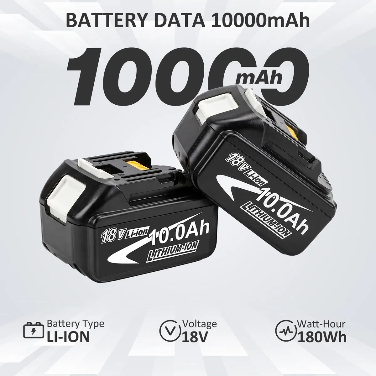 2X10000 mAh Kompatibel mit Makita Akku 18V BL1850 BL1860 BL1840 mit LED Indikator