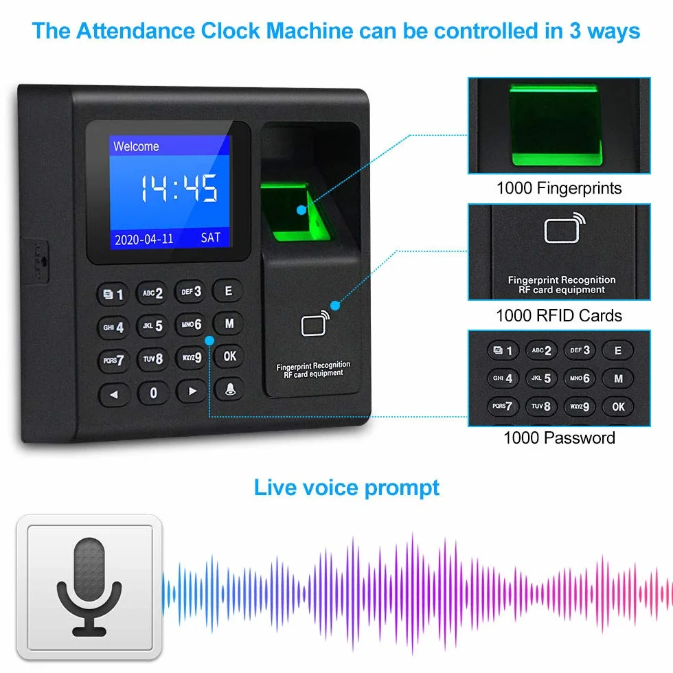 Kartenkennwort Fingerabdruck RFID-Türzugriffskontrollsystem-Kit,Home Security Proximity Door Entry-Tastatur,Ausgangstaste,10 Schlüsselanhänger (NC Electric Strike Lock)