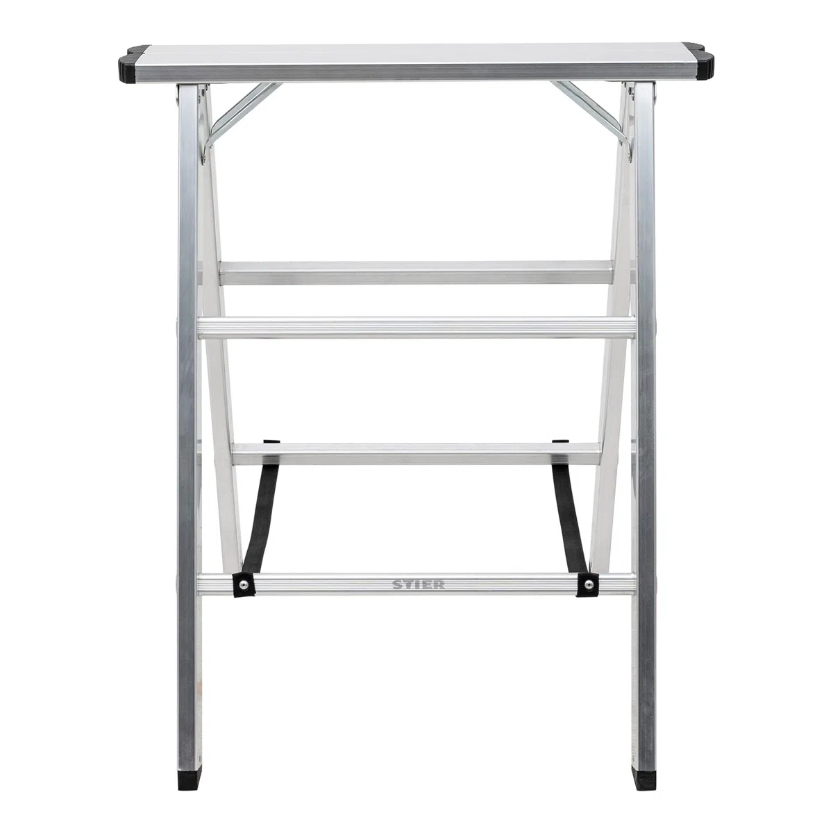 STIER Aluminiumbock, mit einer Tragfähigkeit von 150kg, 75 cm breit, 80 cm hoch, Arbeitsbock, Unterstellbock, Montagebock, Klappbock, verzinkte Scharniere, Nylongurte zur Absicherung