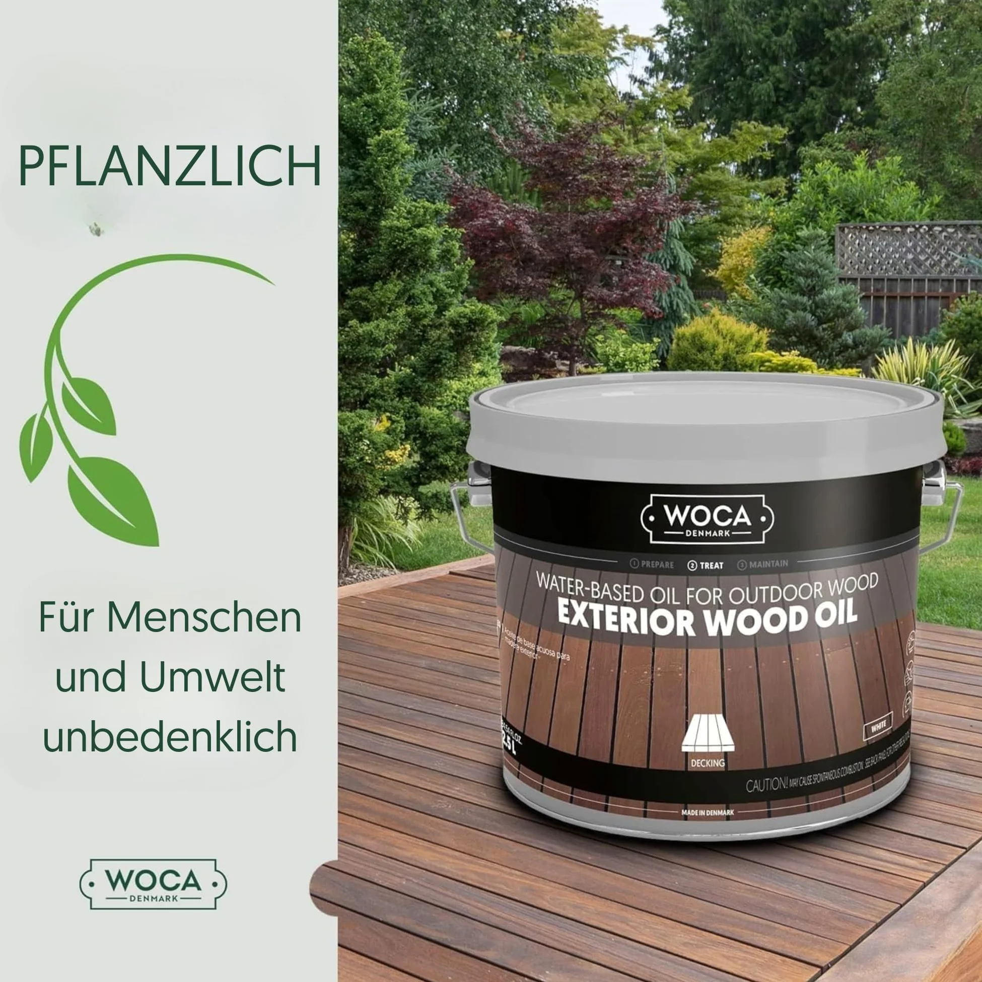 WOCA Denmark Exterior Wood Oil Bangkirai 2 x 3 L - Terrassenöl für Terrassen, Zäune und Möbel im Außenbereich